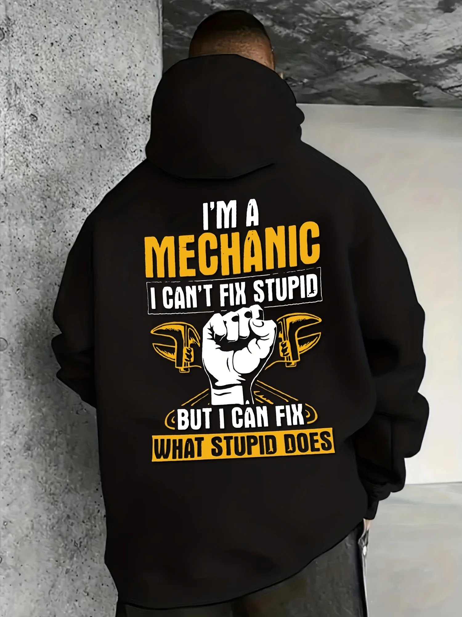 Men's Casual Hoodie with Lettering Quotes Design, Street Style Long-Sleeve Pullover, Plus Size