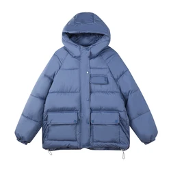 Winter Puffer Jacket Women Loose Hooded Oversized Padded Coats Female Streetwear Warm Thickening Short Parkas Mujer Outwear