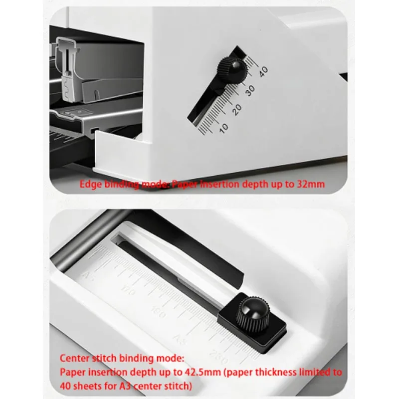 Double Row Heavy Duty Stapler 50 Pages Of Paper Double Hole A3 A4 Office Saddle Stitch For 24/6 24/8 Needles Adjustable Binding