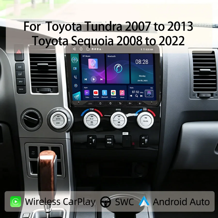 Android 14 Touch Screen Car Radio GPS Wifi DSP Wireless CarPlay Android Auto Mirroring For Toyota Tundra /Sequoia 2007 to 2022