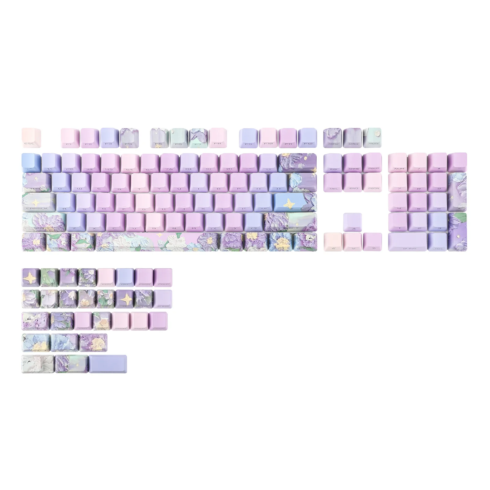 KiiBOOM Violet Keycaps Set 133 Keys OEM Profile PBT Full Keycaps Set for Mechanical Gaming Keyboard