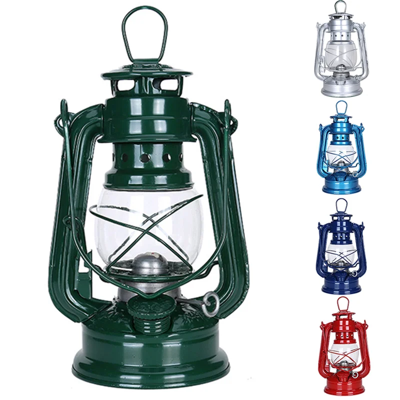 19cm Retro Outdoor Camping Kerosene Lamp Oil Light Lantern Style Decor Multifunction Iron Camping Lamp Mediterranean Style Decor