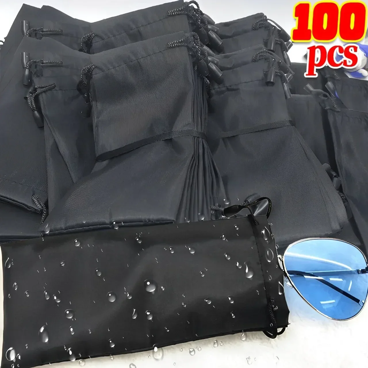 1/100pcs Portable Soft Cloth Waterproof Sunglasses Bag Microfiber Dust Storage Pouch Glasses Carry Bag Eyewear Case Container