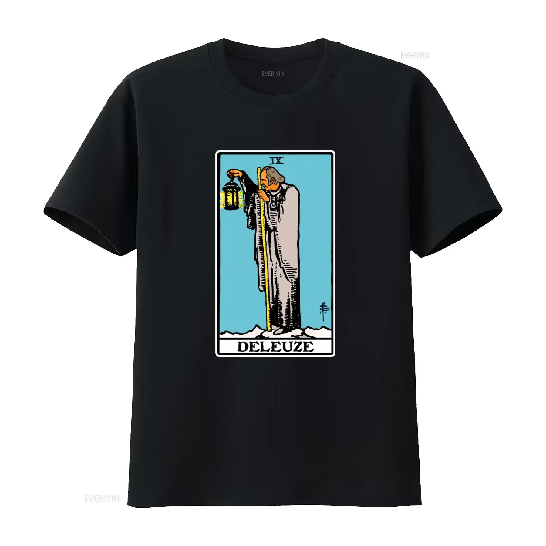 Camiseta Deleuze Tarot Hermit Philosophy, diseño único para intelectuales, estilo vintage lavado, ropa de calle con un toque de diseñador