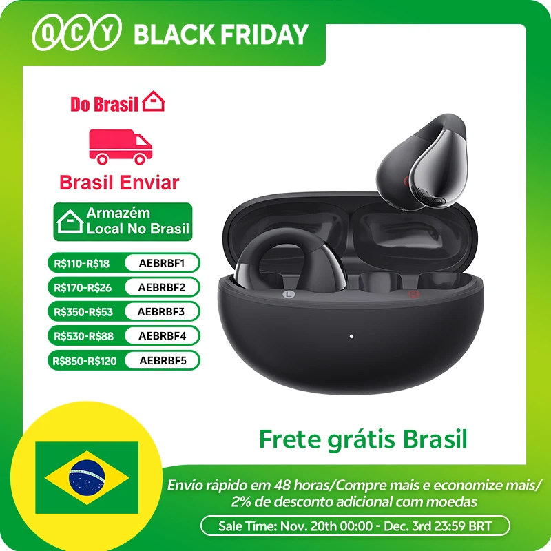 Qcy crossky c30 clipe de orelha fones de ouvido bluetooth 5.4 sem fio aberto esportes tws fones de ouvido de conexão dupla