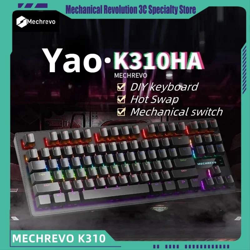 

Механическая клавиатура Mechrevo K310, Проводная игровая клавиатура для киберспорта с горячей вилкой, Офисная компьютерная клавиатура с 87 клавишами, черная, красная клавиатура с переключателем