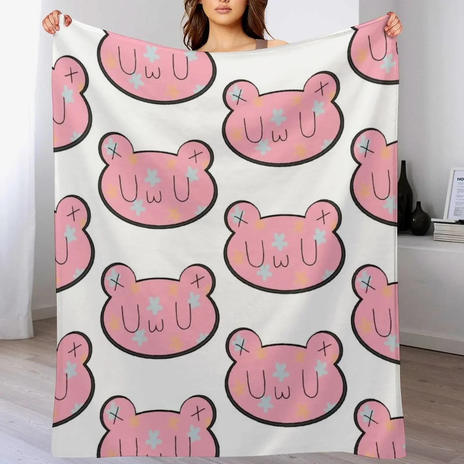 

UwU flower bear Throw Blanket Luxury Thicken bed plaid For Baby Camping Blankets