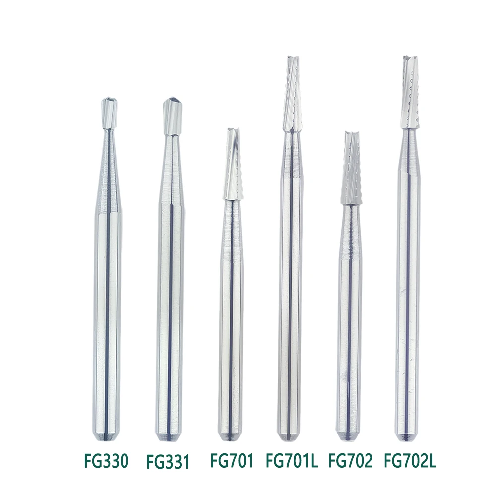 Dental Carbide Strawberries Burs Tapered Fissure Head Cross Cut FG701 701L 702 702L Pear Head FG330 331 For High Speed Handpiece
