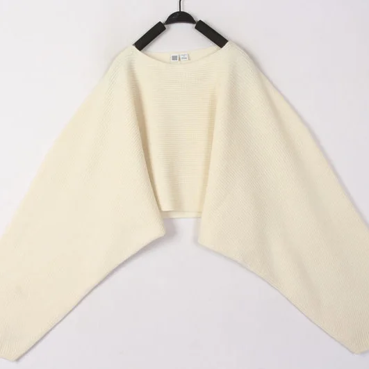 

Vintage Sweet Ethnic Style Hooked Wool Sweater Overhead Coat Harajuku Trend Warmth Commute Loose Long Sleeve round Neck Short