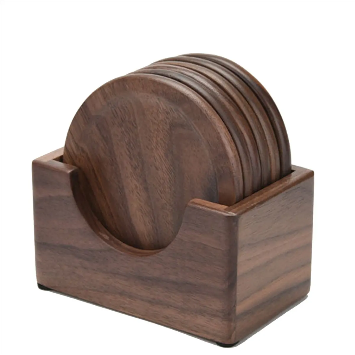 MALL 6Pcs Walnut Wood Coasters Placemats Decor Round Heat Drink Mat Home Kitchen Table Tea Coffee Cup Pad