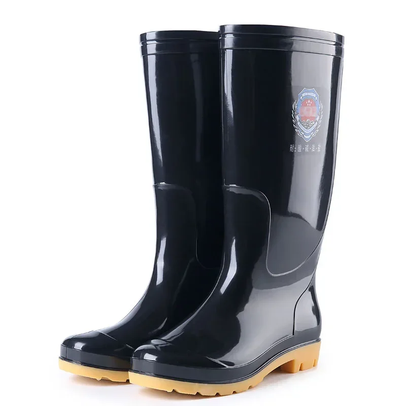 High Drum Rain Boots Three Prevention Long Drum Rain Shoes Men\'s Labor Protection Rubber Shoes Slip-On Rubber Rain Boot PVC