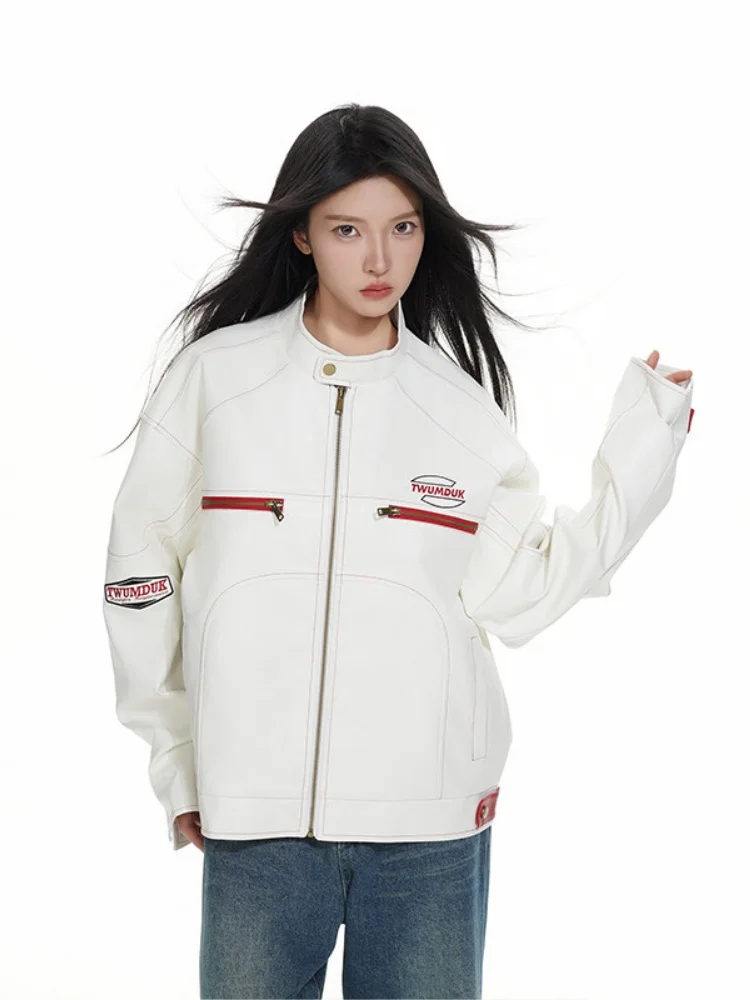 

American Sle Retro Motorcycle Jaet Men's Spring Autumn Loose Fit Stand Collar Youth Trendy Brand Flng Jaet Top