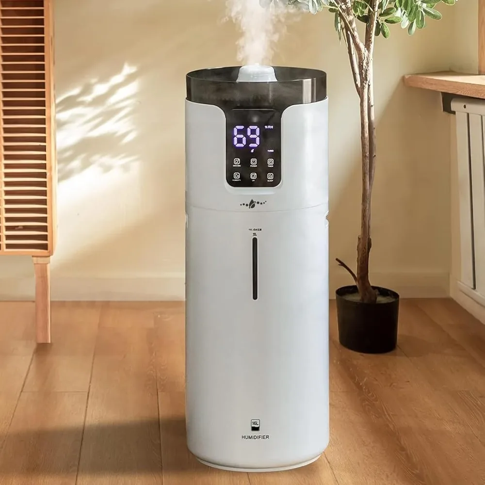 Humidifiers for Home Large Room Wholehouse Humidifier 2000 sq. ft 4.2 Gal 16L Floor Humidifier 360° Nozzles