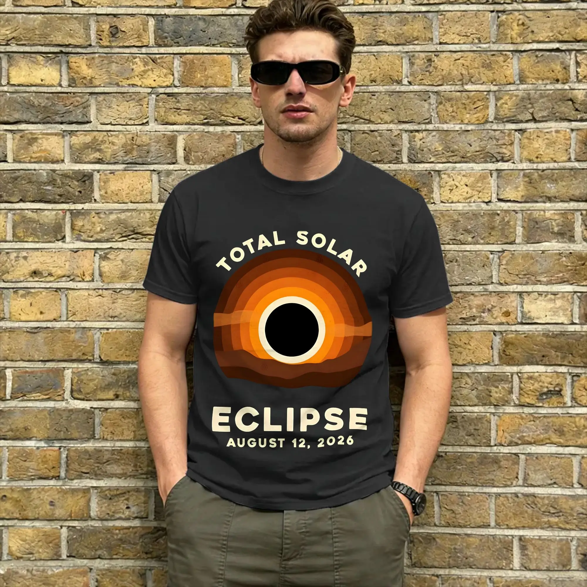 Iceland Total Solar Eclipse August 2026  Men's T Shirt  Novelty Tee Shirt Short Sleeve Crewneck T-Shirts Cotton 6XL Clothes
