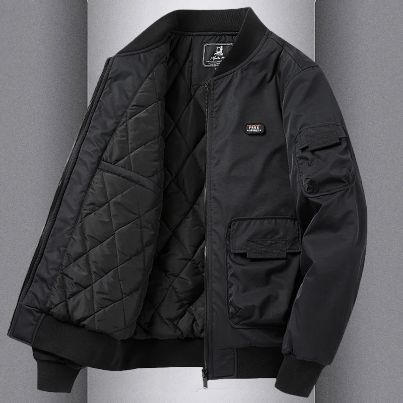 

Мужская утепленная зимняя куртка-бомбер с множеством карманов, хлопковая рабочая одежда свободного кроя, дышащая, на молнии, удлиненная