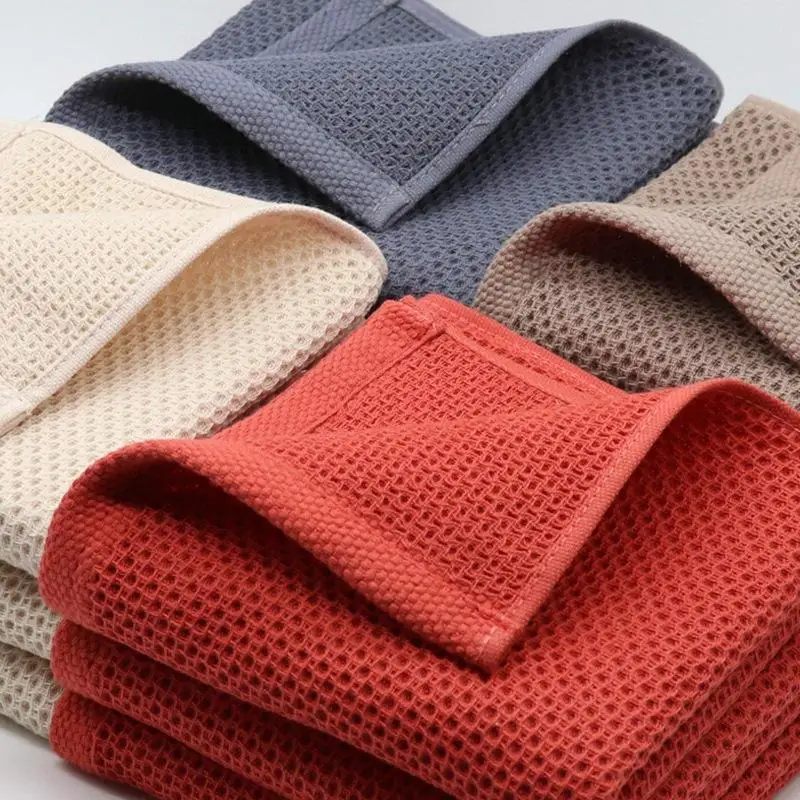 Pure Cotton Waffle Face Towel Soft Breathable Highly Absorbent Multi Color Skin Friendly Towel for Home Bathroom Hotel Use
