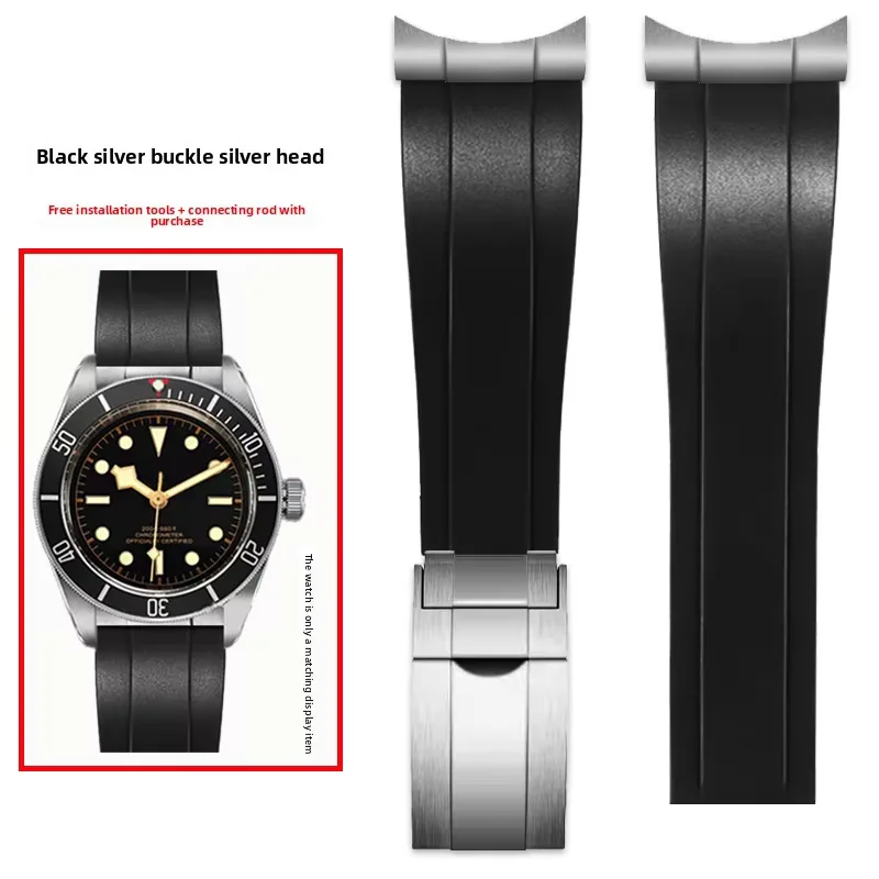 

Soft Rubber Strap for Tudor 39mm 1958 BB58 Black Bay Panda Pro Black Shield Watchband Steel End Linker 20mm 21mm 22mm Bracelet