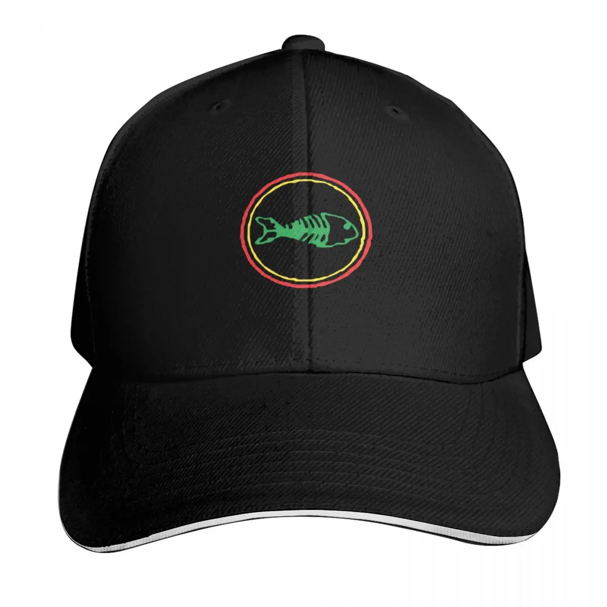 fishbone Baseball Cap Snapback Flat Bill Strapback Dad Hat Six Panel Structured Crown