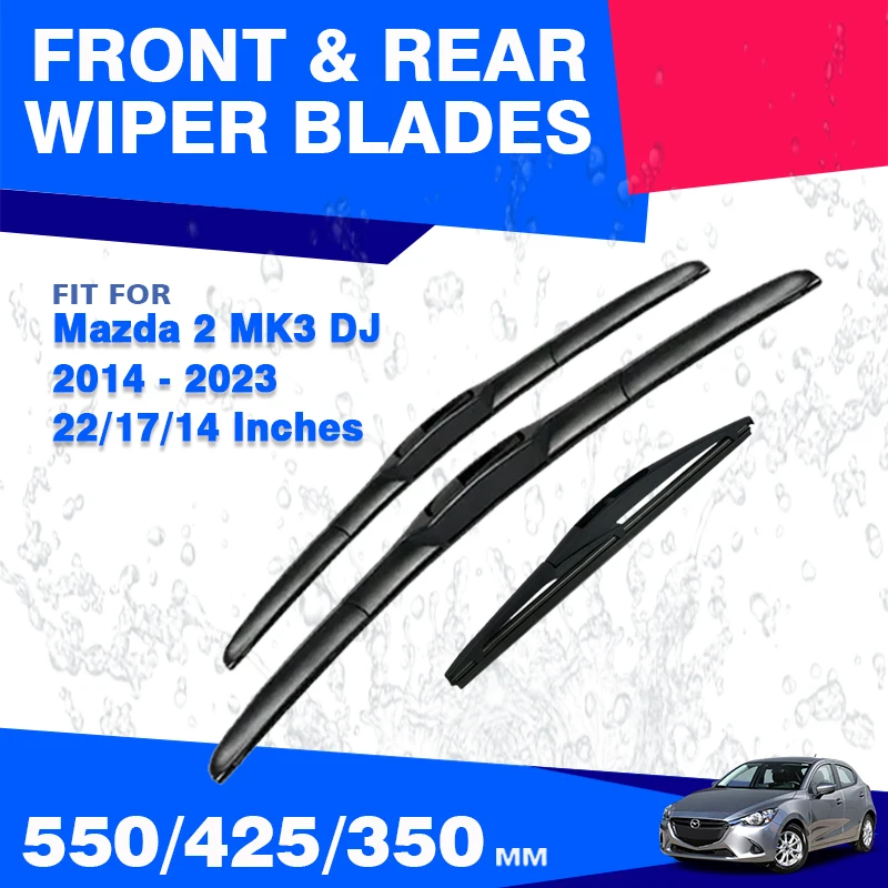 Front Rear Wiper Blades Set For Mazda 2 MK3 DJ 2014 - 2023 Mazda2 Demio MK4 Accessories Windscreen Windshield Brushes 2020 2015