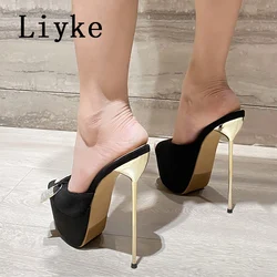 Liyke Summer Fashion Metal Extreme Platform pantofole donna Sexy Peep Toe tacchi a spillo sandalo Ladies Club Stripper Shoes Slider