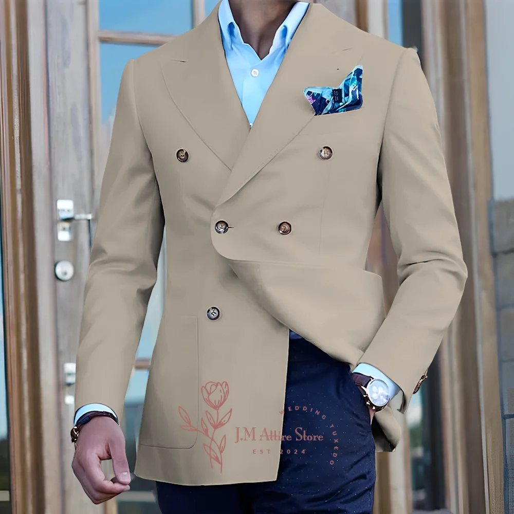 Elegante branco masculino terno jaqueta pico lapela trespassado blazer personalizado formal wear para casamento dança jantar festa de bola de inverno