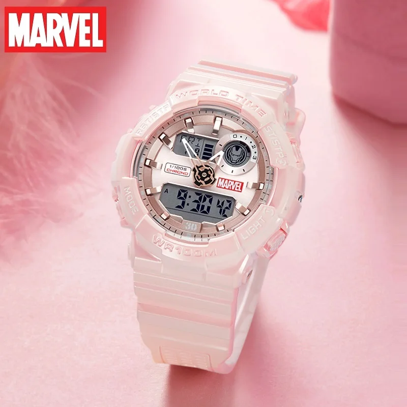 Marvel For Woman Watch Iron Man New Dual Display Sport Quartz Digital Wristwatch Avenger Count Down Chronograph Hourly Chim Girl