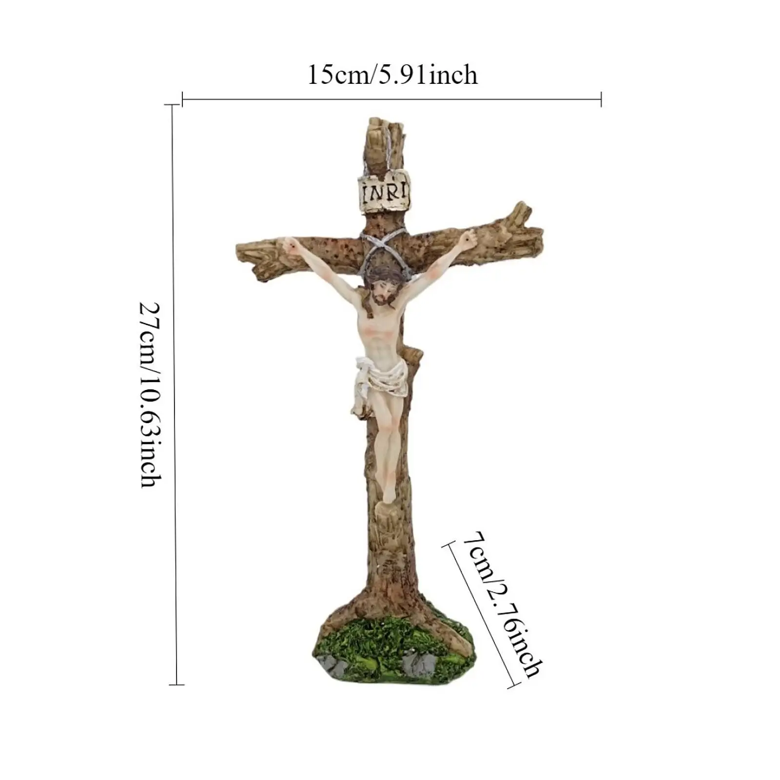 Standing Crucifix Sculpture Passion Crucifix Tabletop Centerpiece Holiday Jesus Cross Figurine Easter Decoration for Table