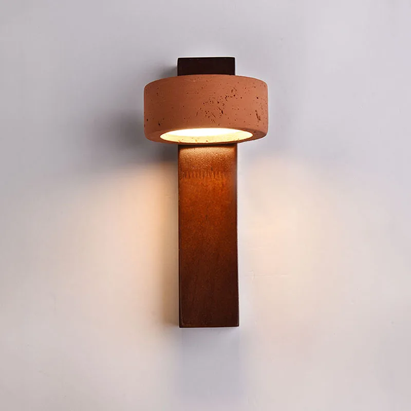 Industrail Brick Red Bedside Light Led 6W Bedroom Hotel Foyer Restaurant Corridor Retro Decor Travertine Wall Lamp