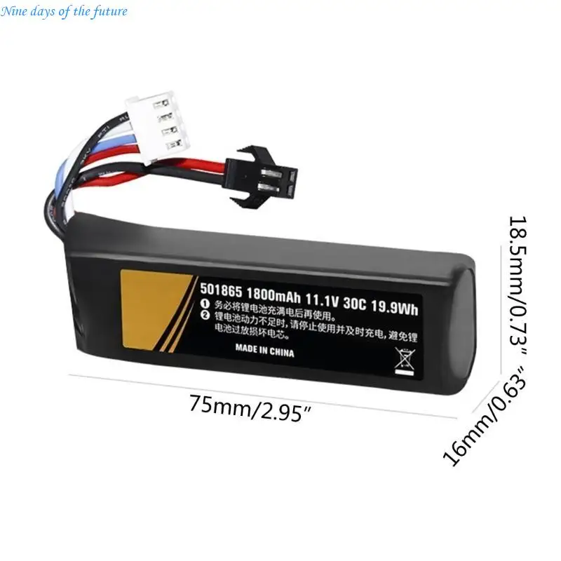 Battery 11.1V 3S 1800mAh 30C 501865 LIPO Rechargeable Polymers Lithiums Battery E65A view 6