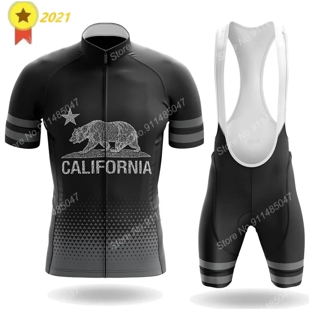 Cycling Jersey 2022 California Bear Set Summer Biack Bicycle Clothing Road Bike Shirts Suit Bicycle Bib Shorts MTB Ropa Maillot