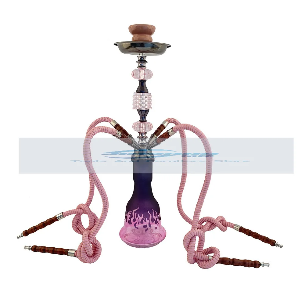 

Pink four-tube medium hookah metal high-end Middle Eastern style hookah