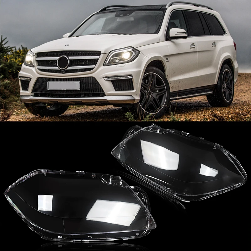 Pair For Mercedes X166 GL63 AMG GL450 GL550 12-2016 Headlight Clear Lens Cover car accessories