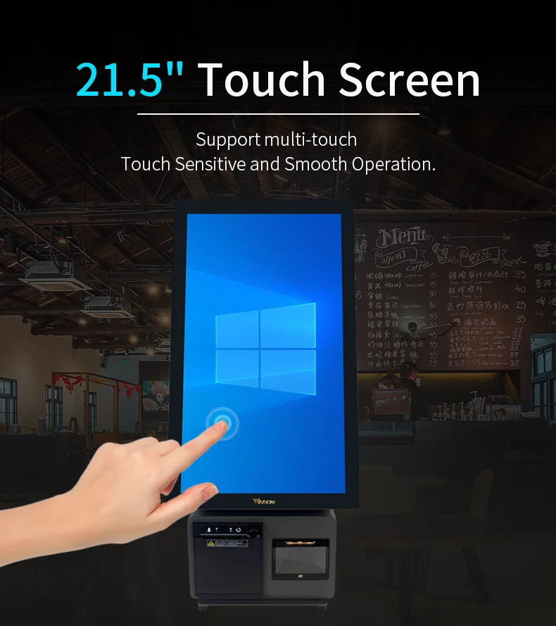 21.5 Inch Android/Windows All in One POS Desktop Cash Register Terminal Point of Sale Complete POS System for Restaurants