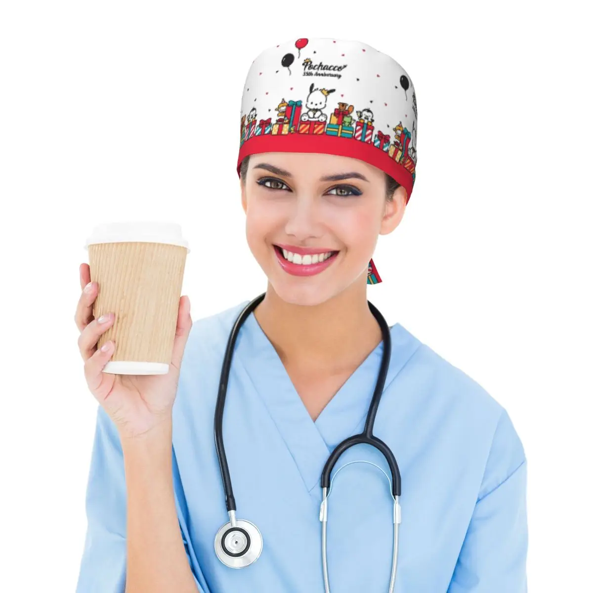 Пользовательские Pochacco Girly Heart Медицинский персонал Скрабы Шляпа Унисекс My Melody Pattern Хирургическая шапочка для врача и кормления Шапочки-скрабы