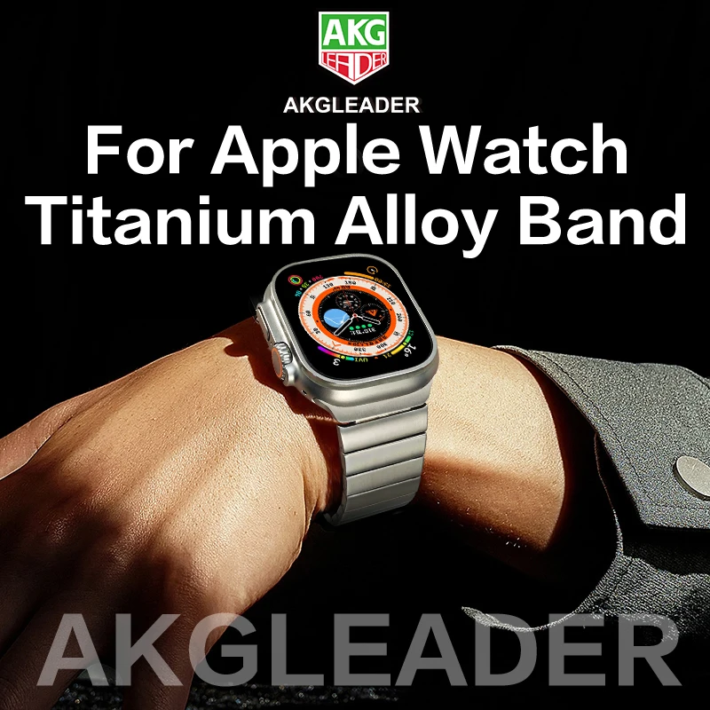 

AKGLEADER Luxury Titanium Bracelet For Apple Watch Ultra 49mm 45mm 44mm 42mm 40mm 41mm Metal Band For iWatch Series 8 7 6 5 4 se