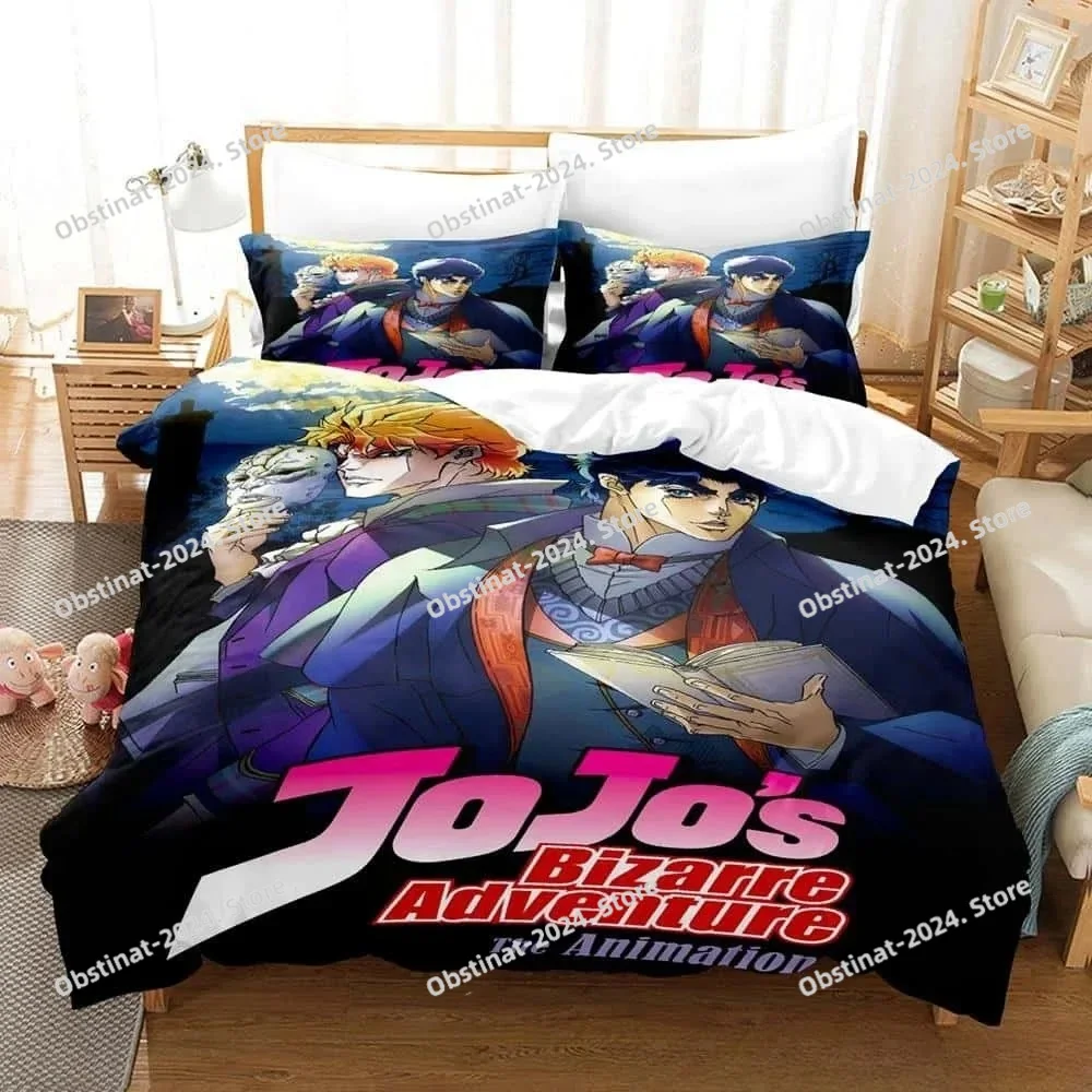 

3d Anime JoJo's Bizarre Adventure Bedding Set Printed Bed Set Duvet Cover Sheet Pillowcase Soft Quilt Cover Full Queen King Size