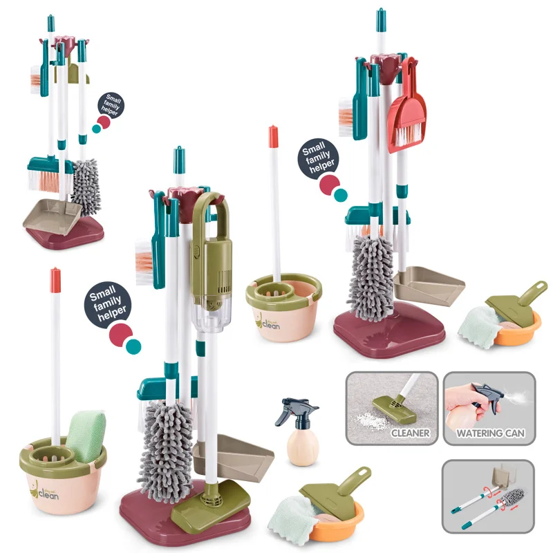 مجموعة ألعاب تنظيف للأطفال عربة التدبير المنزلي القابلة للفصل مع أدوات تنظيف ألعاب التظاهر هدايا للأطفال لتطوير القدرة اليدوية