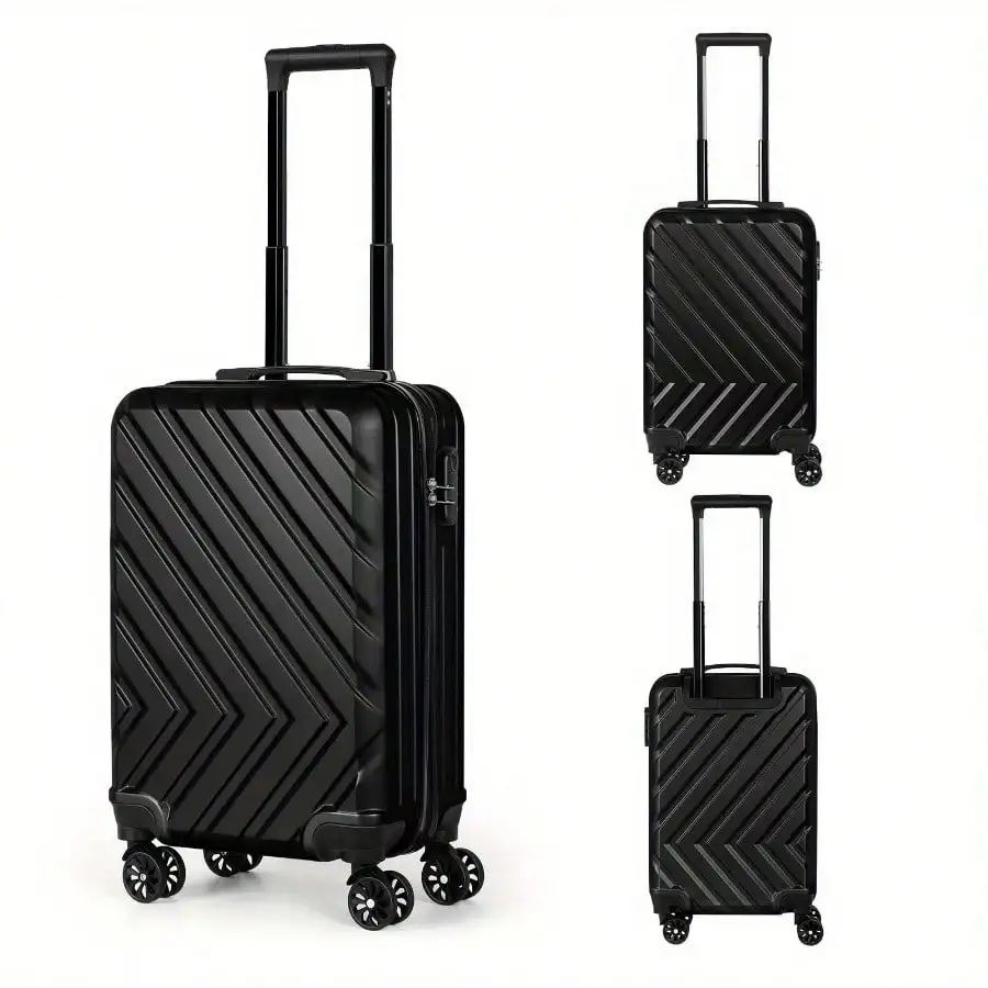 20-Inch ABS Trolley Suitcase, Black, Suitable For Family Travel. Features 360-Degree Spinner Wheels And A TSA-Approved Lock. Ideal For Both Business A