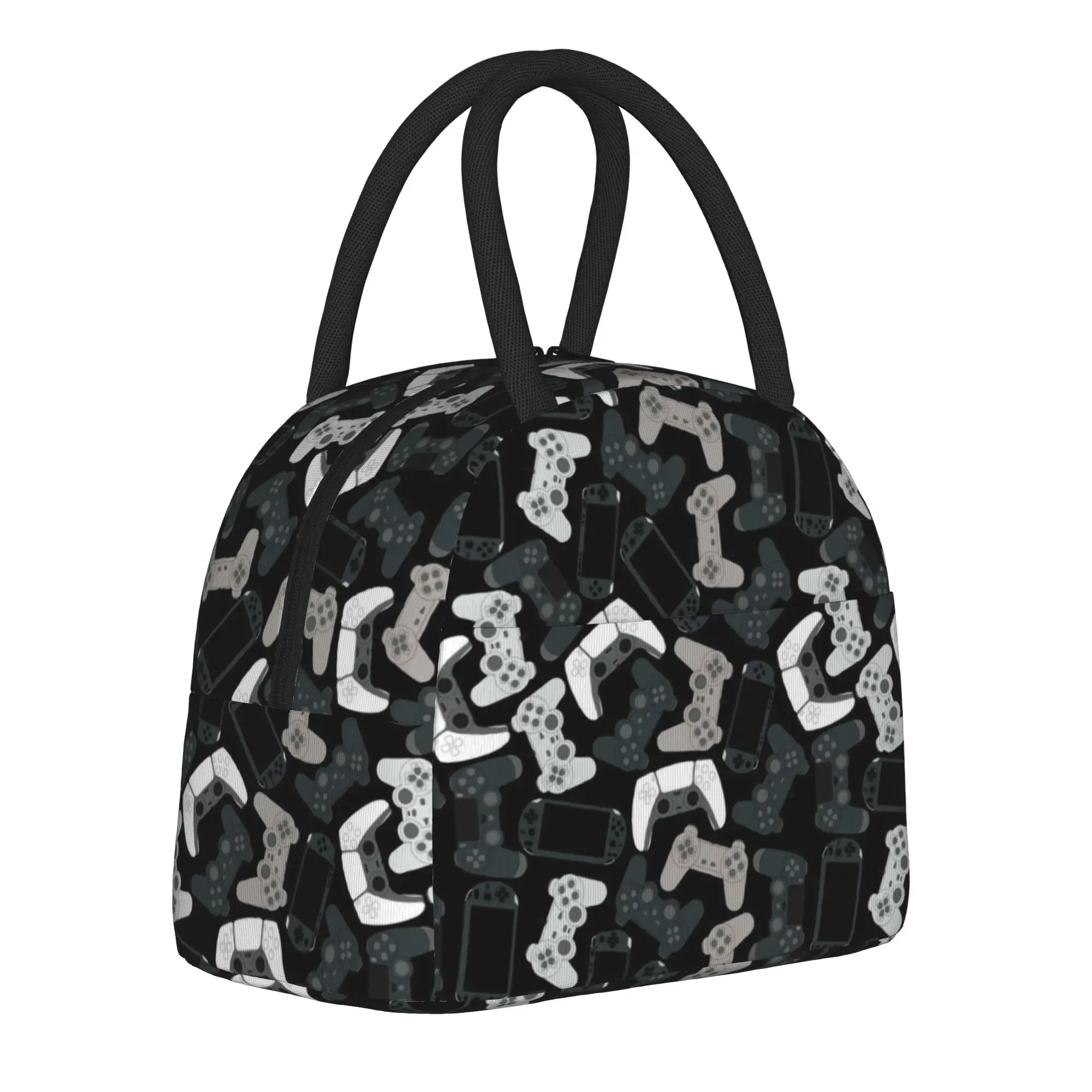 Game Controller Pattern  Insulated Lunch Bags Cooler Bag Meal Container Game Leakproof Tote Lunch Box Girl Boy Office  Picnic