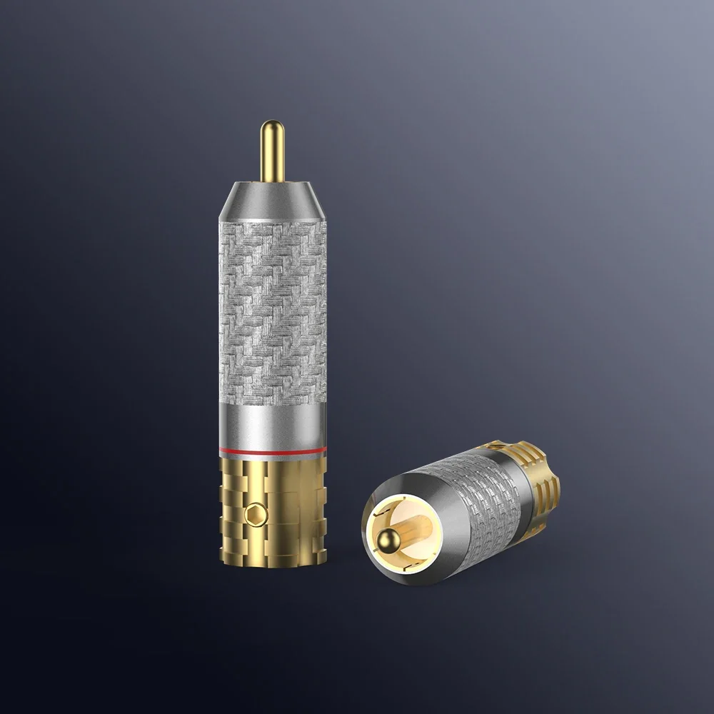 4 قطعة Viborg VR108G النحاس النقي 24K مطلية بالذهب ألياف الكربون RCA نسخة غير لحام مسامير قفل