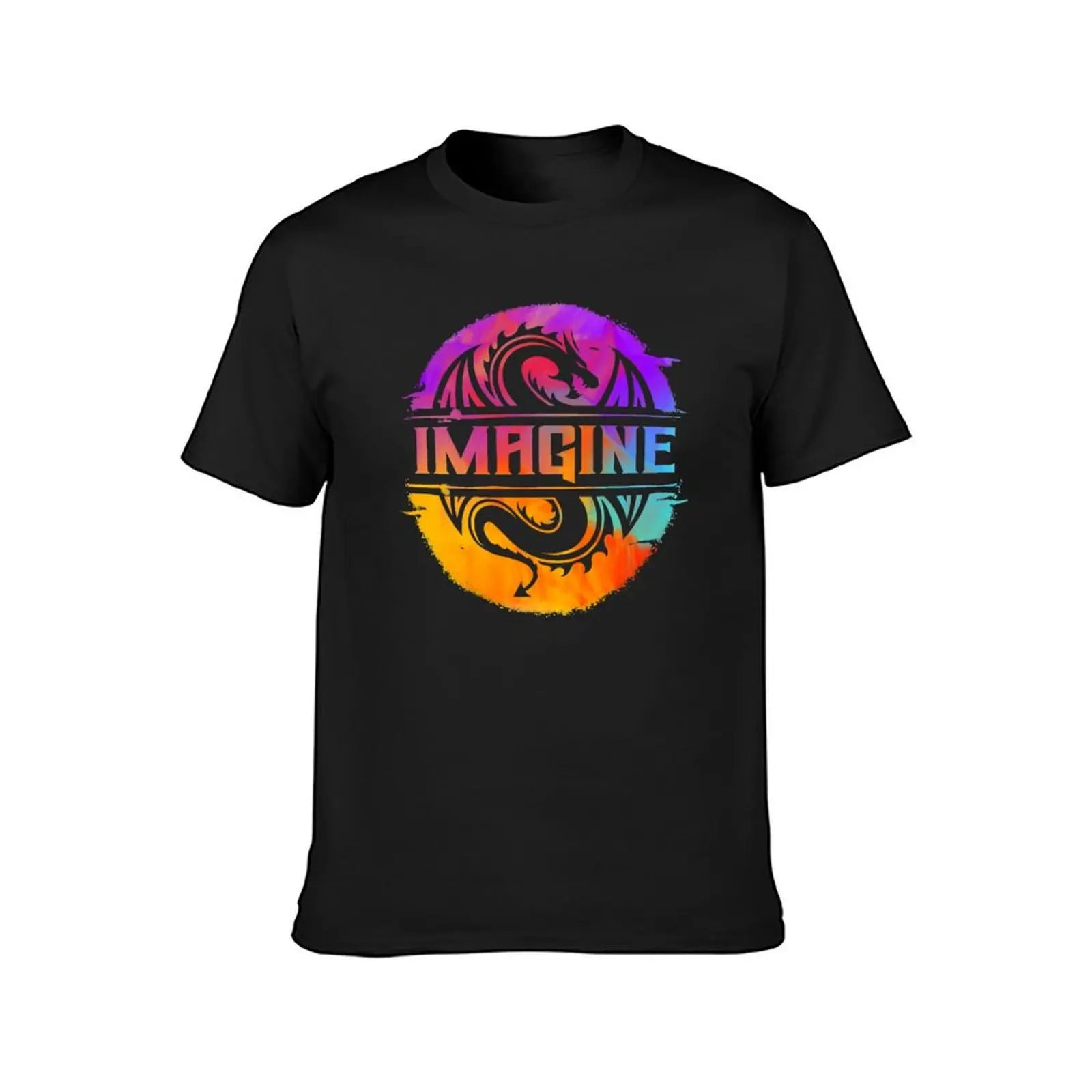 IMAGINE Colorful Watercolour Graphic Dragon T-Shirt cute clothes tees graphics men t shirts