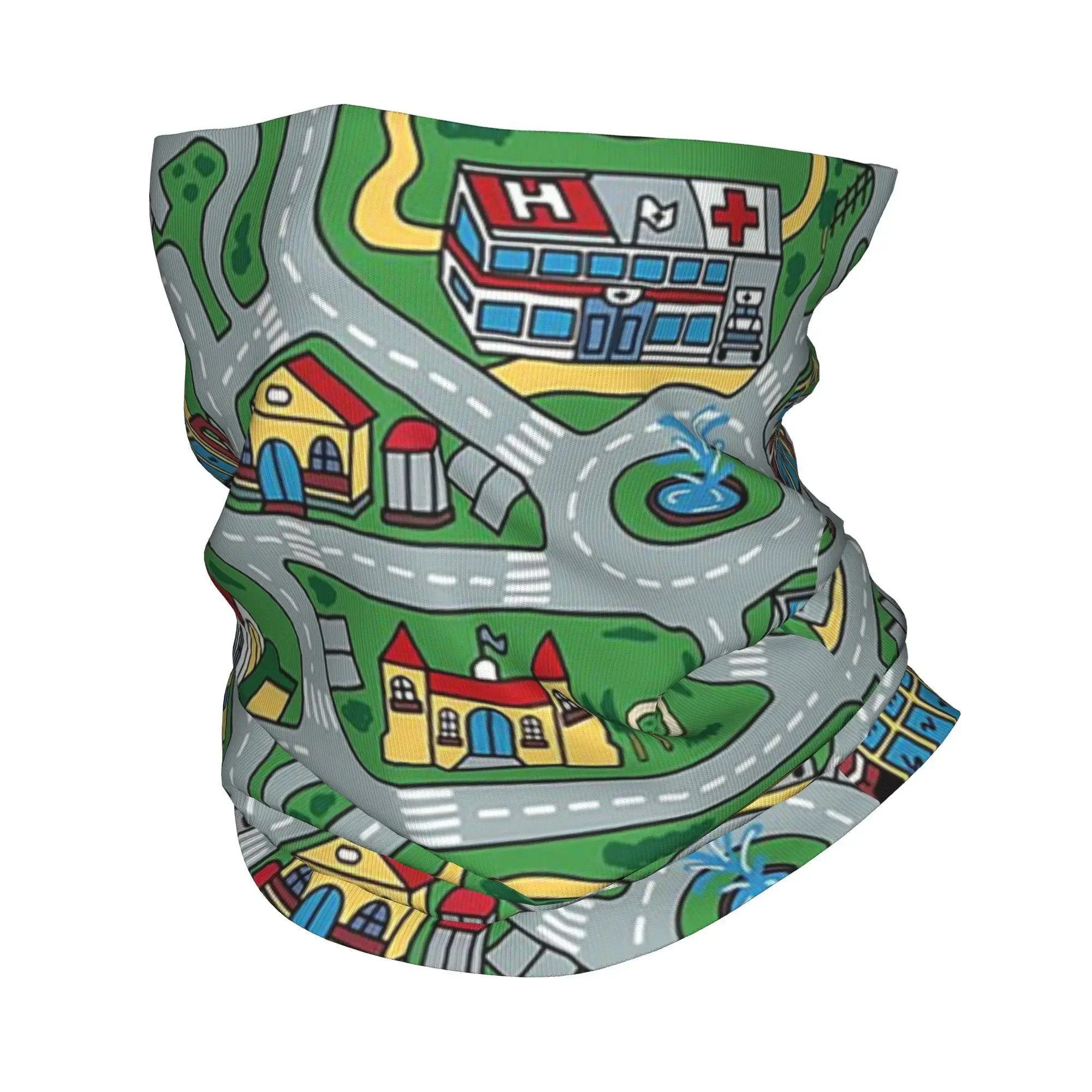 Car City Carpet Road Rug 90s Nostalgic Toy Bandana Neck Cover Wrap Scarf Multifunction Face Mask Running Unisex Adult Winter