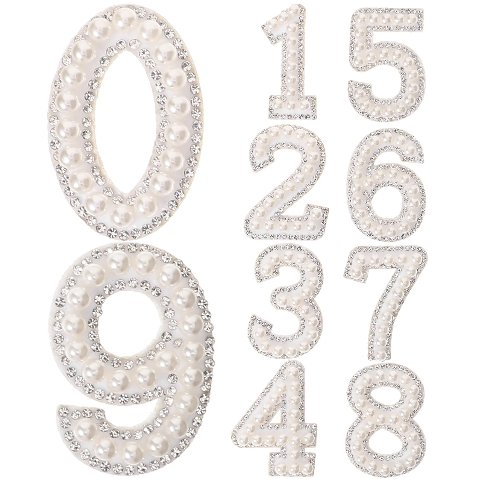 Pearl Number Sticker Rhinestone Hat Stitch Decoration for Girl's Birthday Apparel Iron Patches