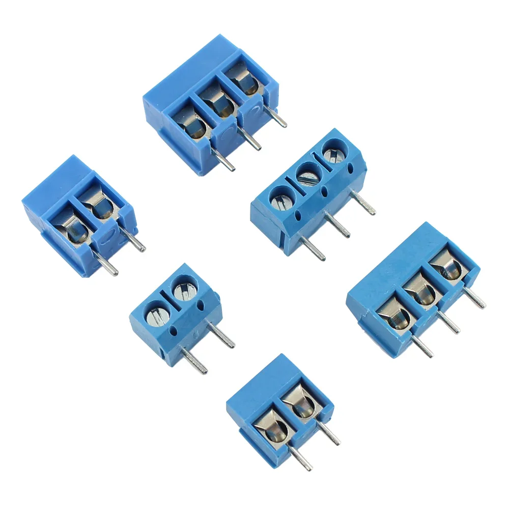 

500pcs 5.0mm 5mm Pitch 2P 3P 2 3 Pin Round Way Straight DIP Right Angle PCB Screw Terminal Block Cable Connector Blue