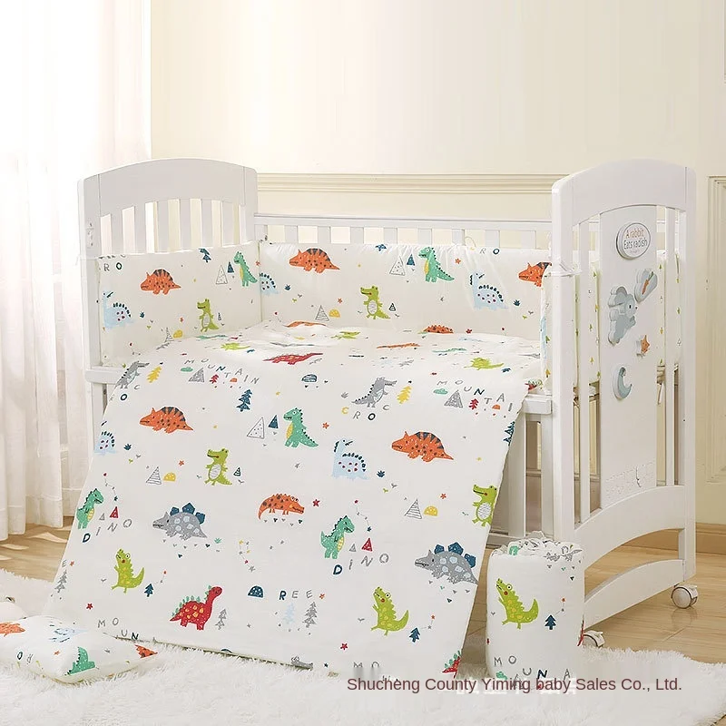 baby bedding set crib newborn's pure cotton bedspread children's disassemble production cartoon animals white