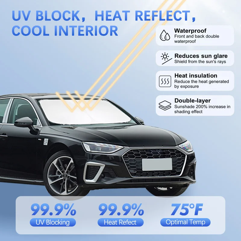 

Car Windshield Sun Shade For Audi A4L B6 B7 B8 B9 2004-2024 Sunshade Sun Visor Protector Blocks UV Rays Summer Car Accessories