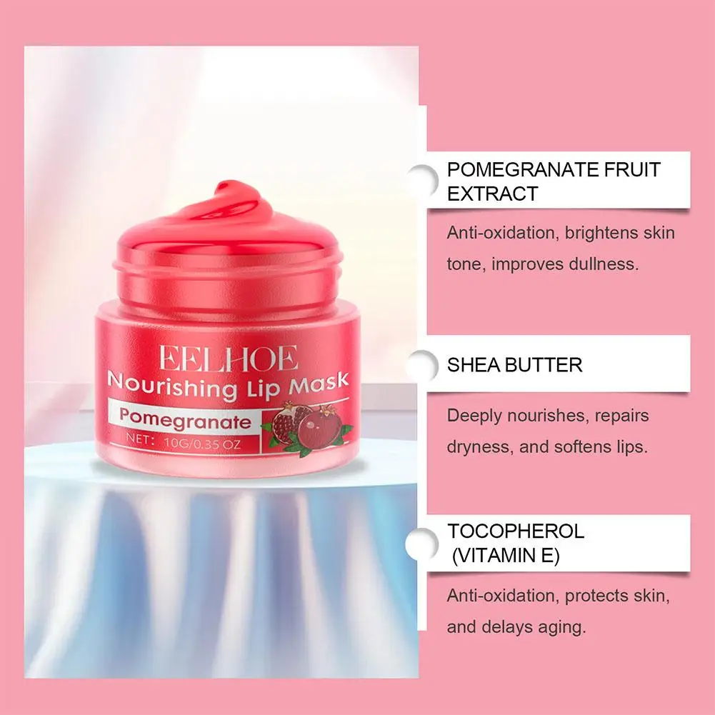 Red Pomegranate Lip Mask For Women Hydrating Lip Balm Moisture Lip Gloss Sheer Coverage Long Lasting Night Treatments Lip Cream