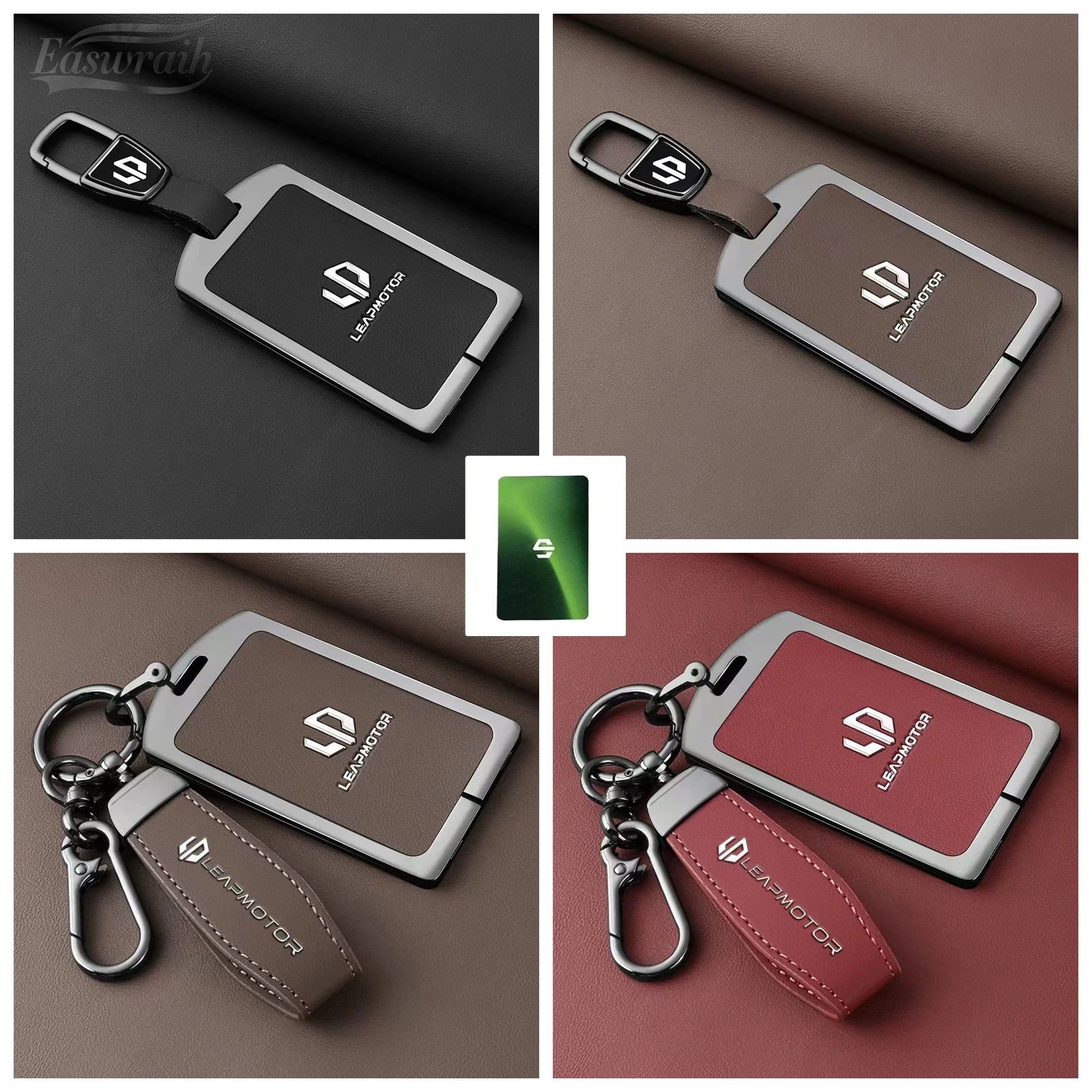 Autozubehör Zinklegierung Leder Schlüsselhülle für Leapmotor C10 C11 C16 Schlüsselschutzabdeckung Halter Kette Schale Dekorationen Schnalle