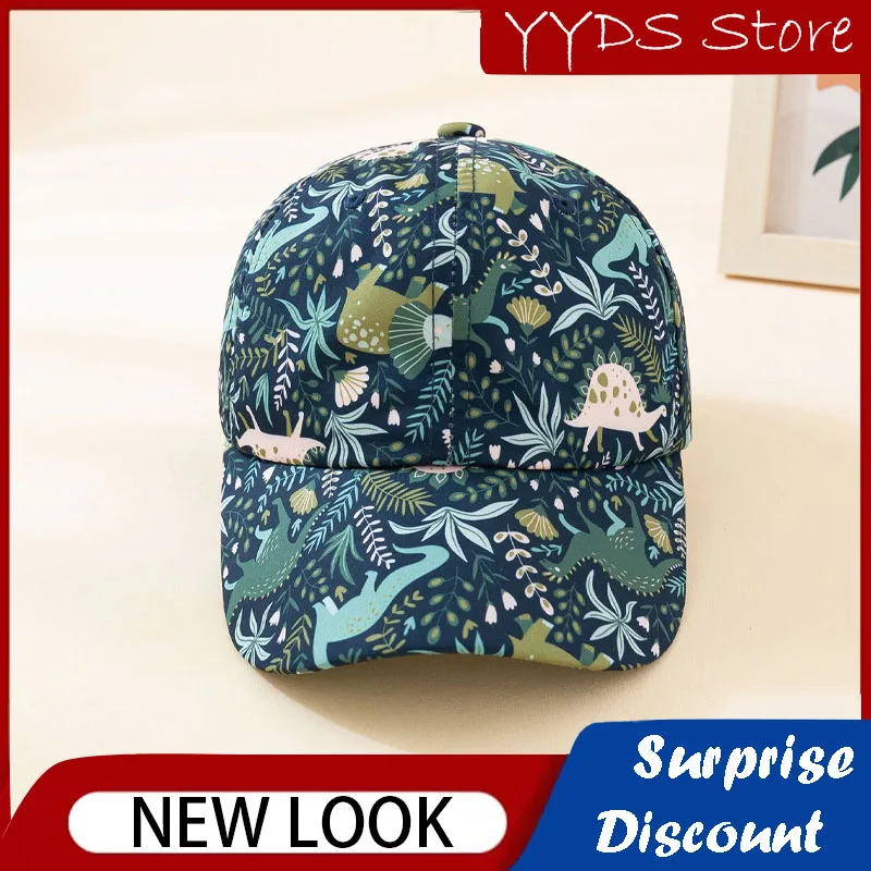 Spring and summer baby baseball cap dinosaur print baseball cap girl boy adjustable children\'s sun hat 6 months-2 years old