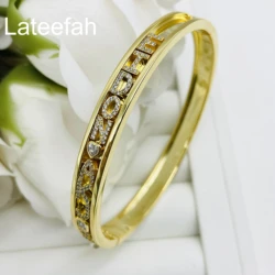 Lateefah Personality Slider Bangle Roman Numeral Women Bangle Sliding Zircon Letters Symbol Number Charms Accessories